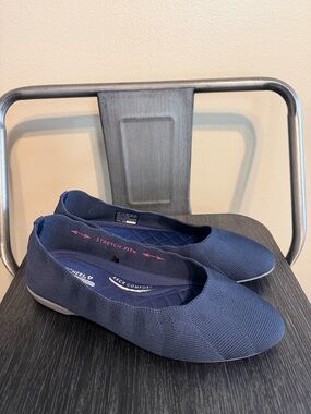 Skechers Arch Comfort Navy Knit Ballet Flats 6